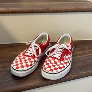 VANS - Low Checkered Red White Sneakers - Womens 8